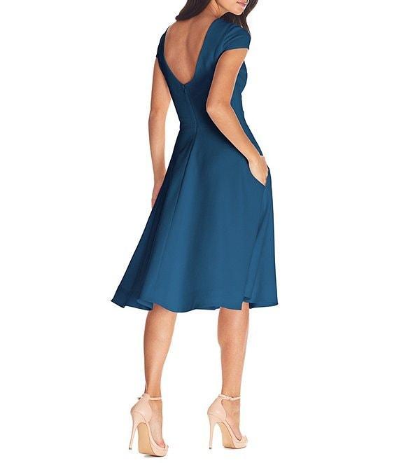 Dress the Population Livia Boat Neck Cap Sleeve Pleated Side Pocket Dress Product Image