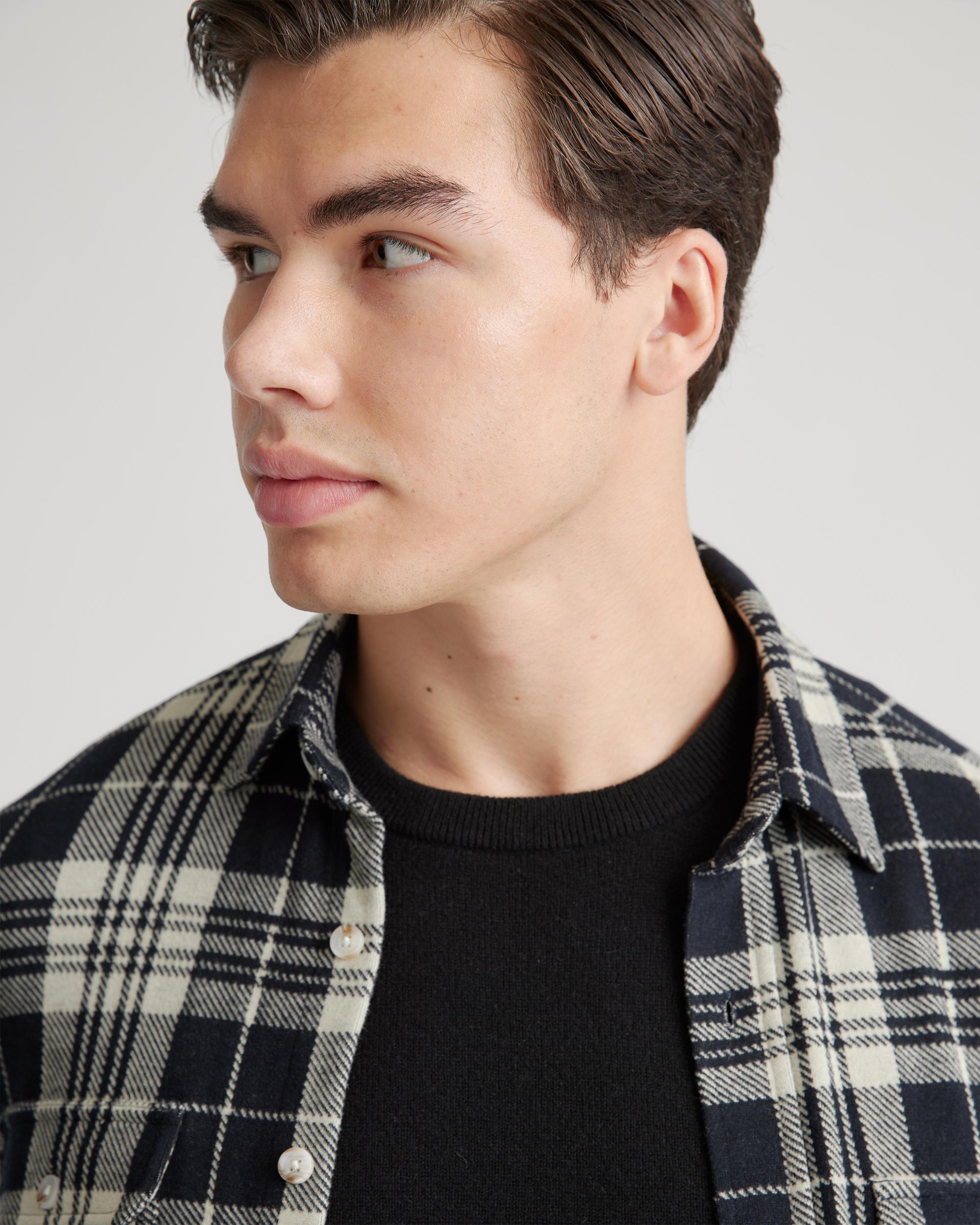 Quince | Men's Stretch Sweater Fleece Shirt in Light Grey, Recycled Polyester Product Image