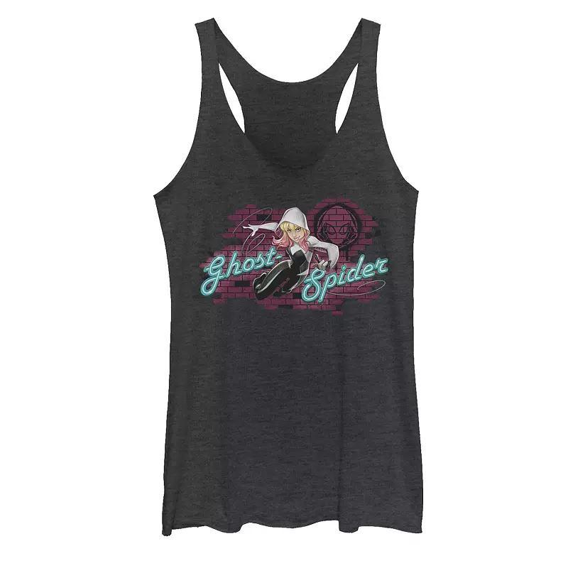 Juniors' Marvel Ghost-Spider Action Pose Brick Wall Tank Top, Girl's, Size: XS, Black Grey Product Image