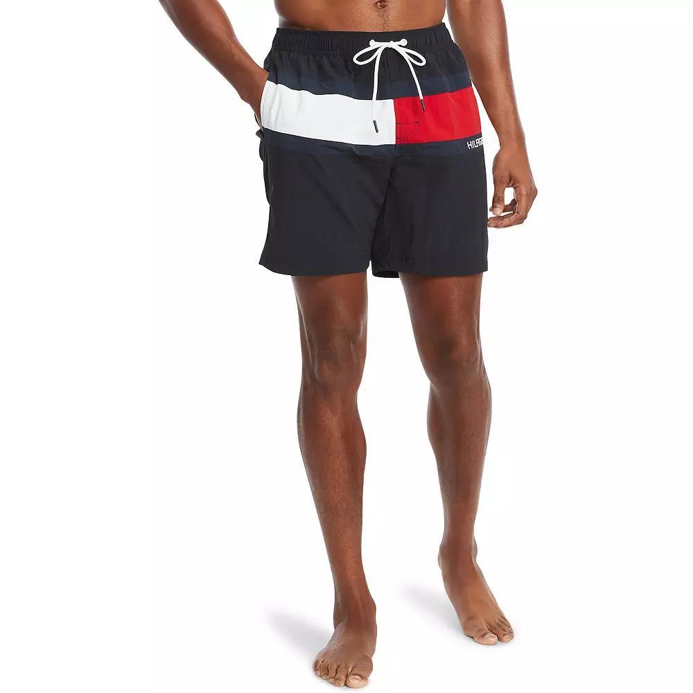 Men's Tommy Hilfiger 7" Flag Swim Trunks, Size: Medium, Red Product Image