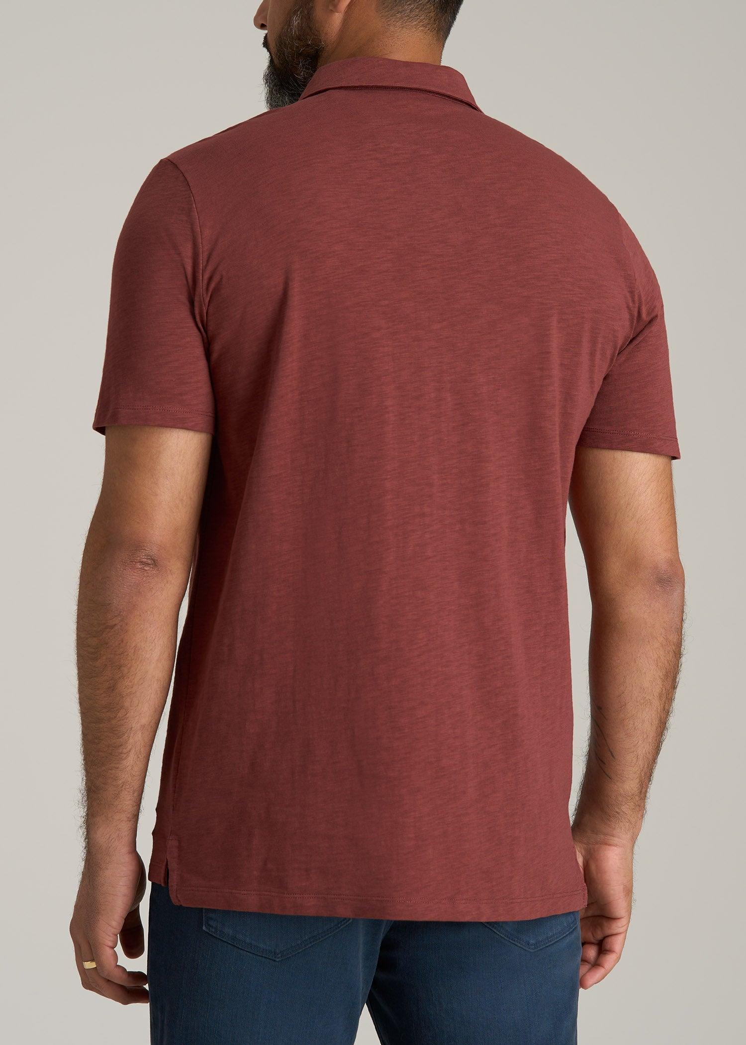 Slub Self Collar Tall Polo Shirt in Intense Rust Product Image