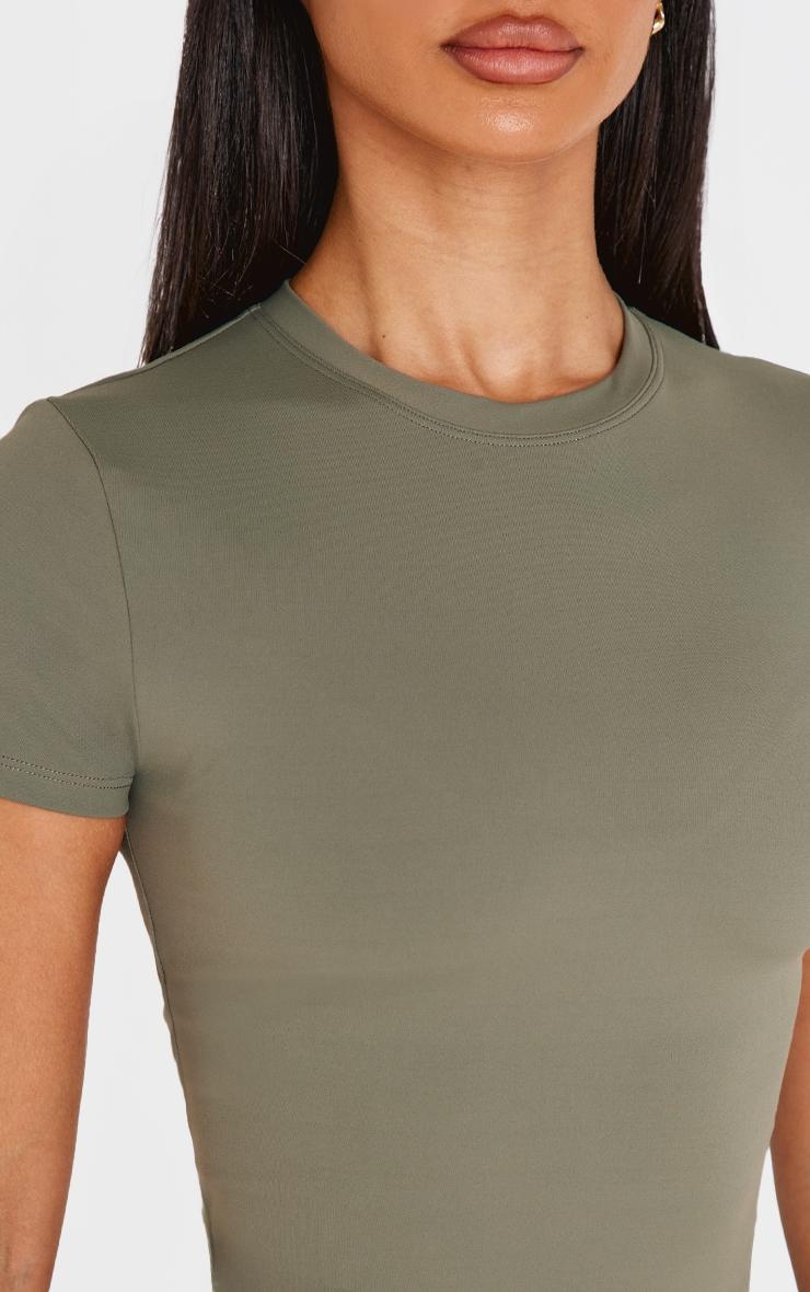 Petite Olive Sculpt Longline Short Sleeve Gym Top Product Image