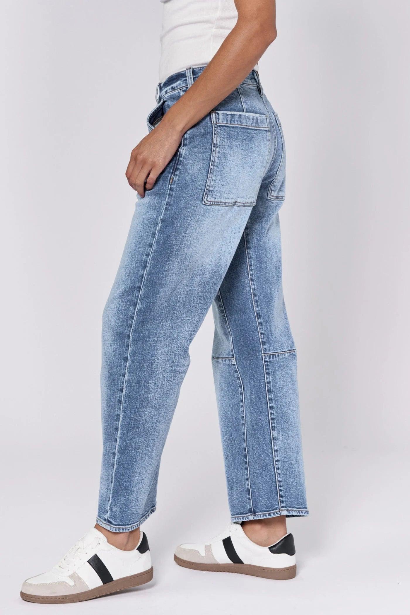 Lasso High Rise Cropped Loose Fit Barrel Jeans Product Image