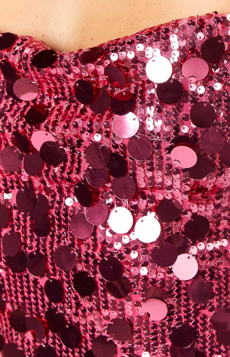 Marienne Pink Sequin Long Sleeve Mini Dress Product Image