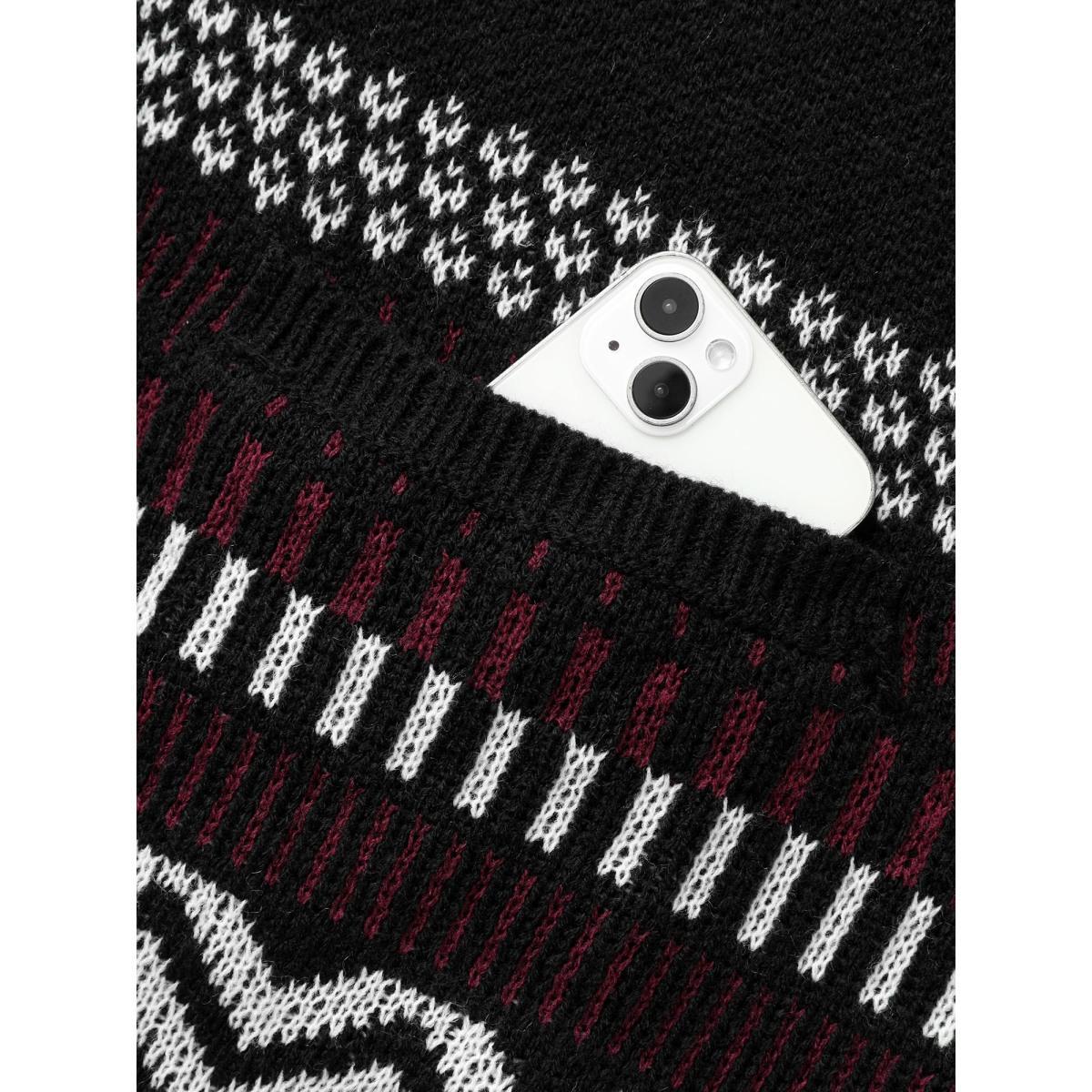 Plus Size Bandana Drop Shoulder Pocket Cardigan Black Women Casual Loose Long Sleeve Everyday Cardigans BloomChic 28/5X Product Image