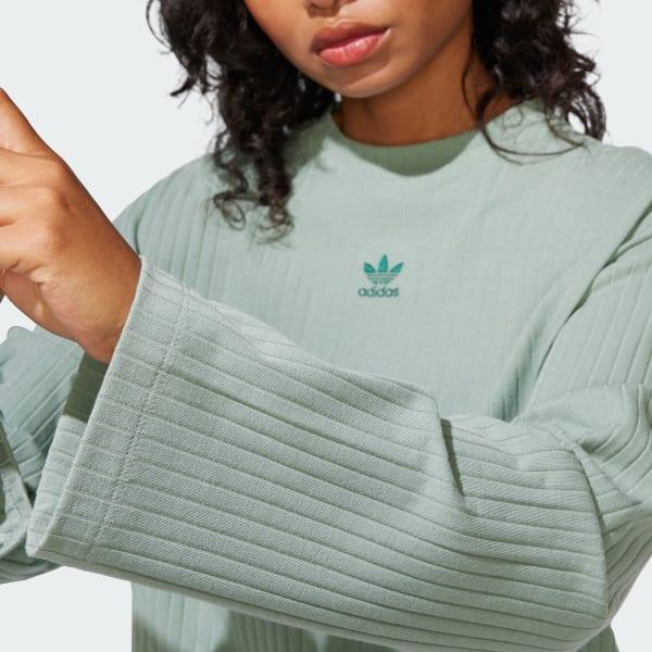 adidas Essentials Wide Rib Long Sleeve Tee Black M Womens Product Image