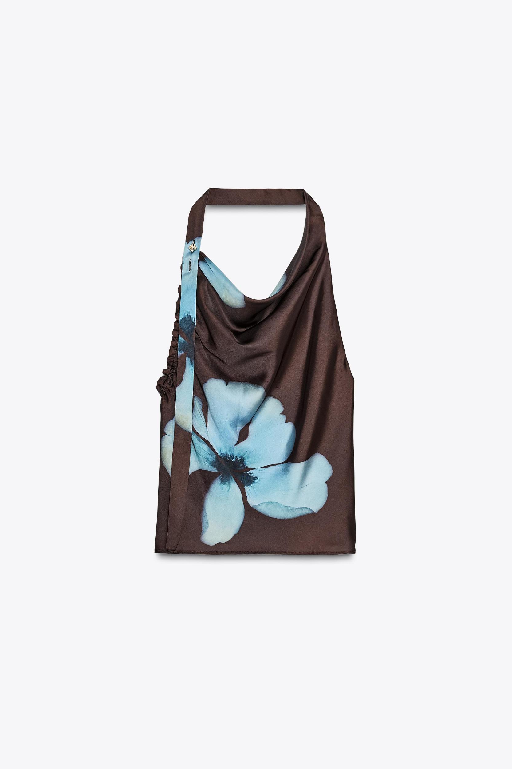 FLORAL PRINT SATIN EFFECT TOP Product Image
