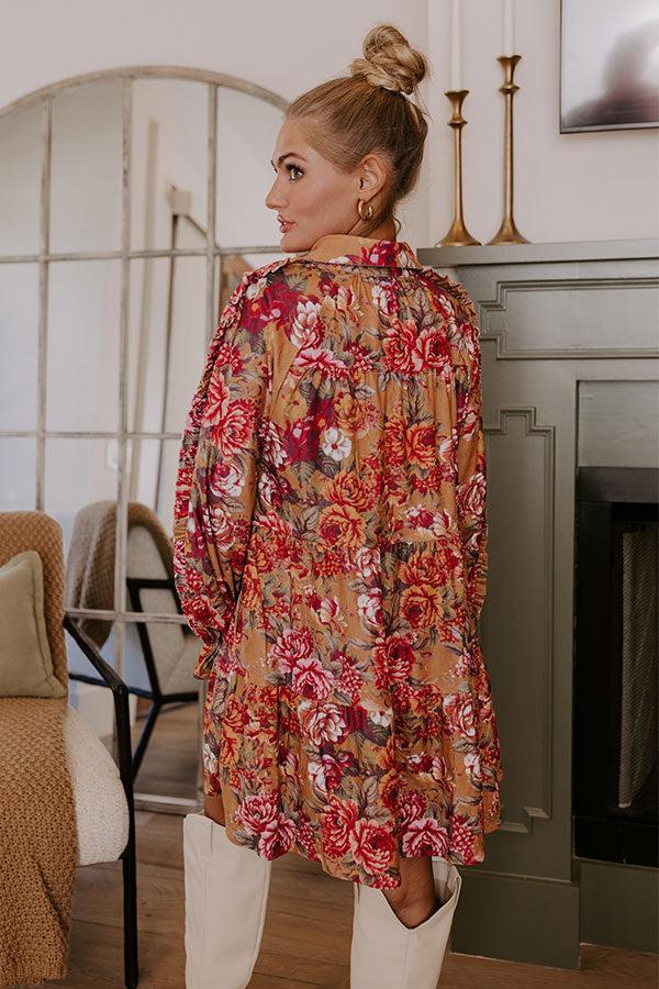 Serene Energy Floral Mini Dress in Mustard Product Image