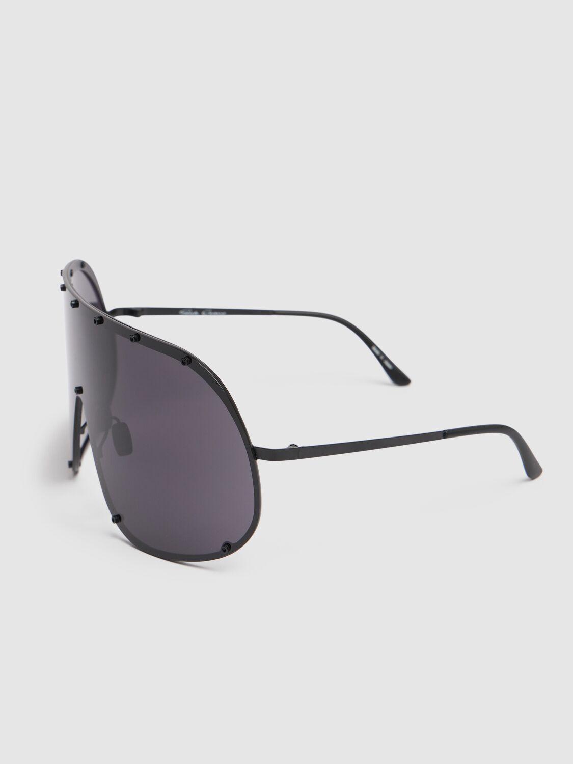 RICK OWENS Mask Shield Sunglasses In Blk Temple Product Image
