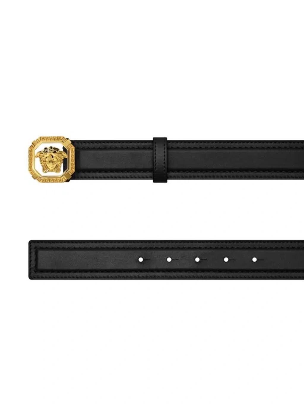 VERSACE La Medusa Leather Belt Man Belt Black Size 39.5 Calfskin Product Image