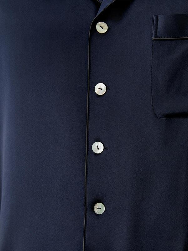 Contrast Trim Short Silk Pajama Set Product Image
