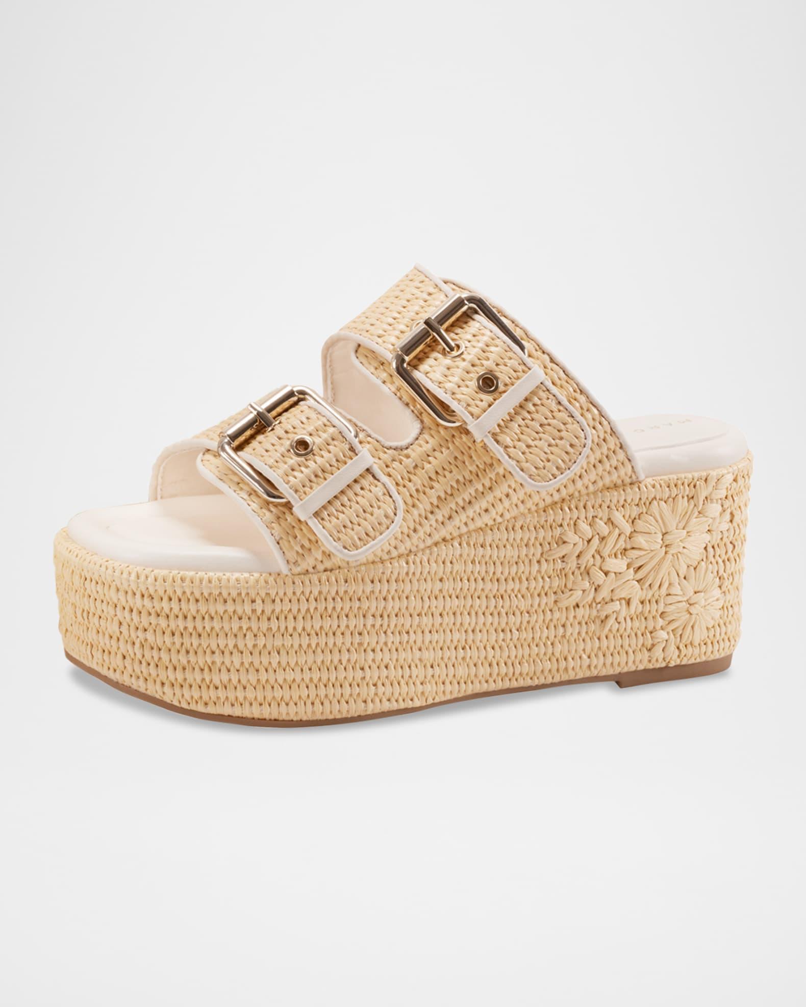 Poppy Floral Dual-Buckle Platform Sandals Product Image