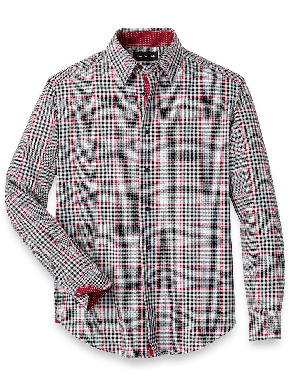 Performance Stretch Plaid Casual Shirt - Black/red Product Image