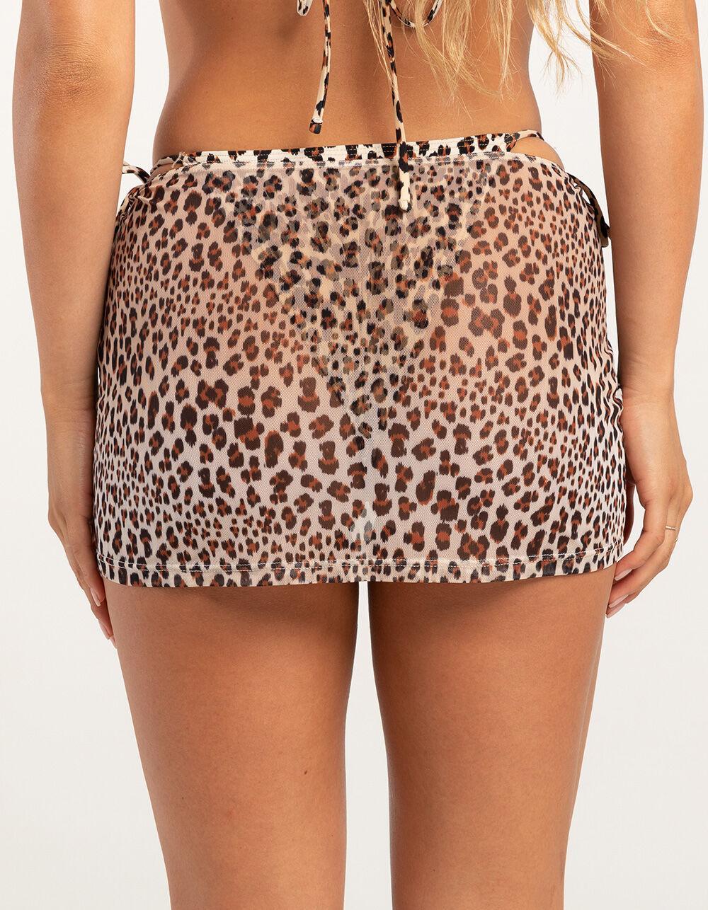 DAMSEL Leopard Mesh Cover-Up Skirt Product Image