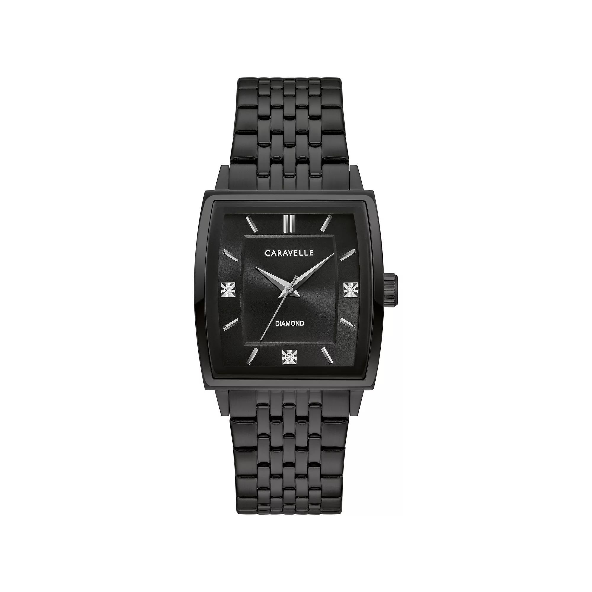 Caravelle by Bulova Mens Modern Black Ion-Plated Stainess Steel Diamond Accent Watch - 45D111 Product Image
