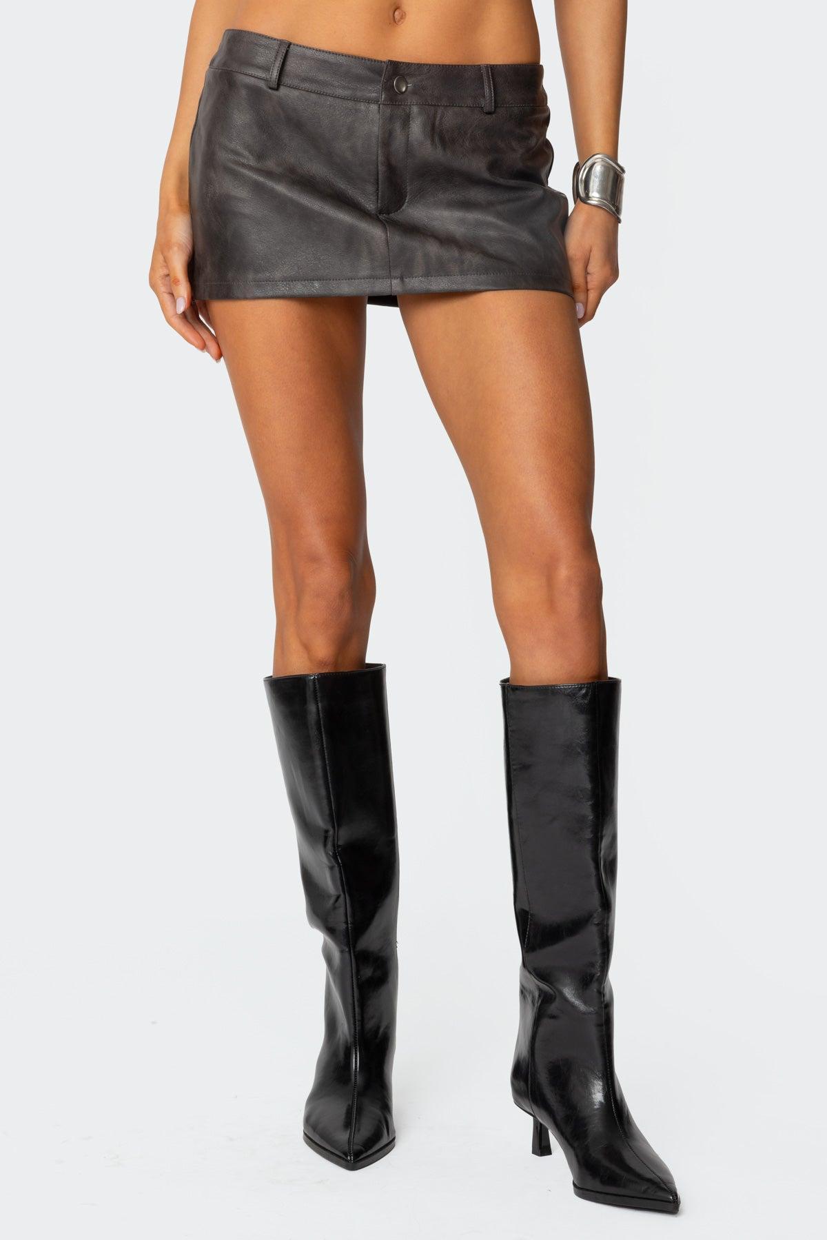 Sadaf Faux Leather Mini Skort Product Image