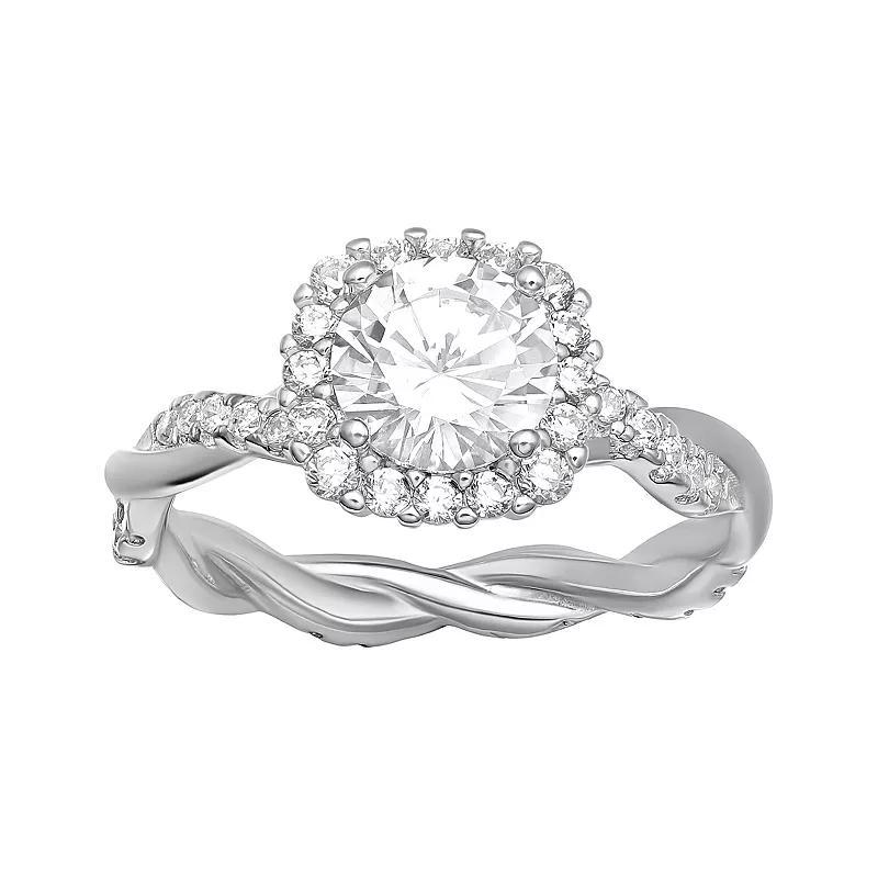 PRIMROSE Sterling Silver Cubic Zirconia Square Twisted Band Ring, Womens Product Image