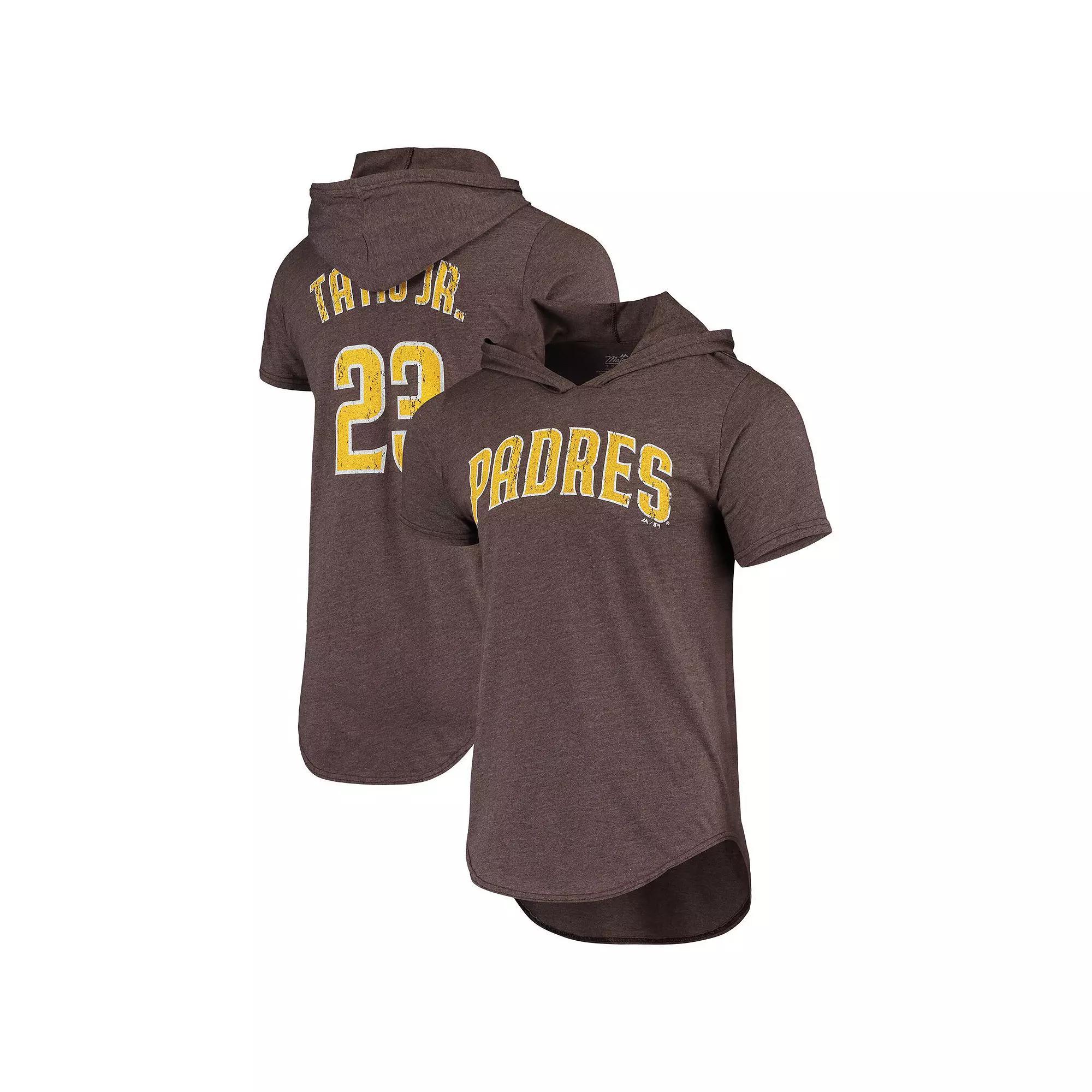 Men's Majestic Threads Fernando Tatis Jr. Heathered Brown San Diego Padres Softhand Player Tri-Blend Hoodie T-Shirt, Size: 2XL Product Image