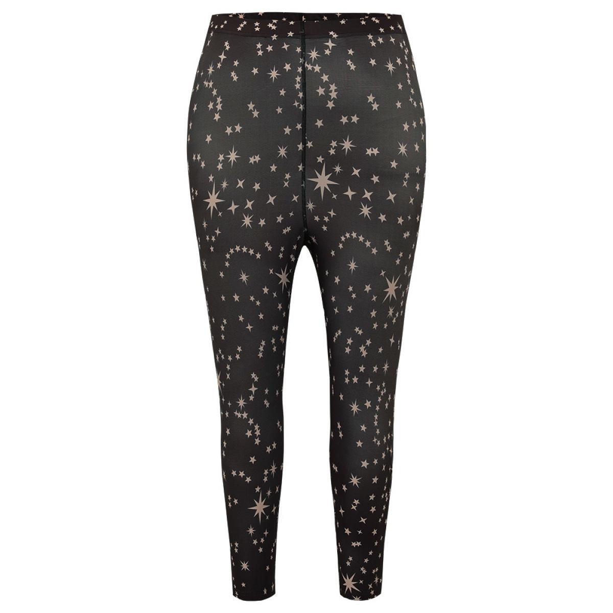 Plus Size Star Print High Rise Skinny Leggings Women Black Casual High stretch Skinny High Rise Dailywear Leggings BloomChic 22-24/3X Product Image