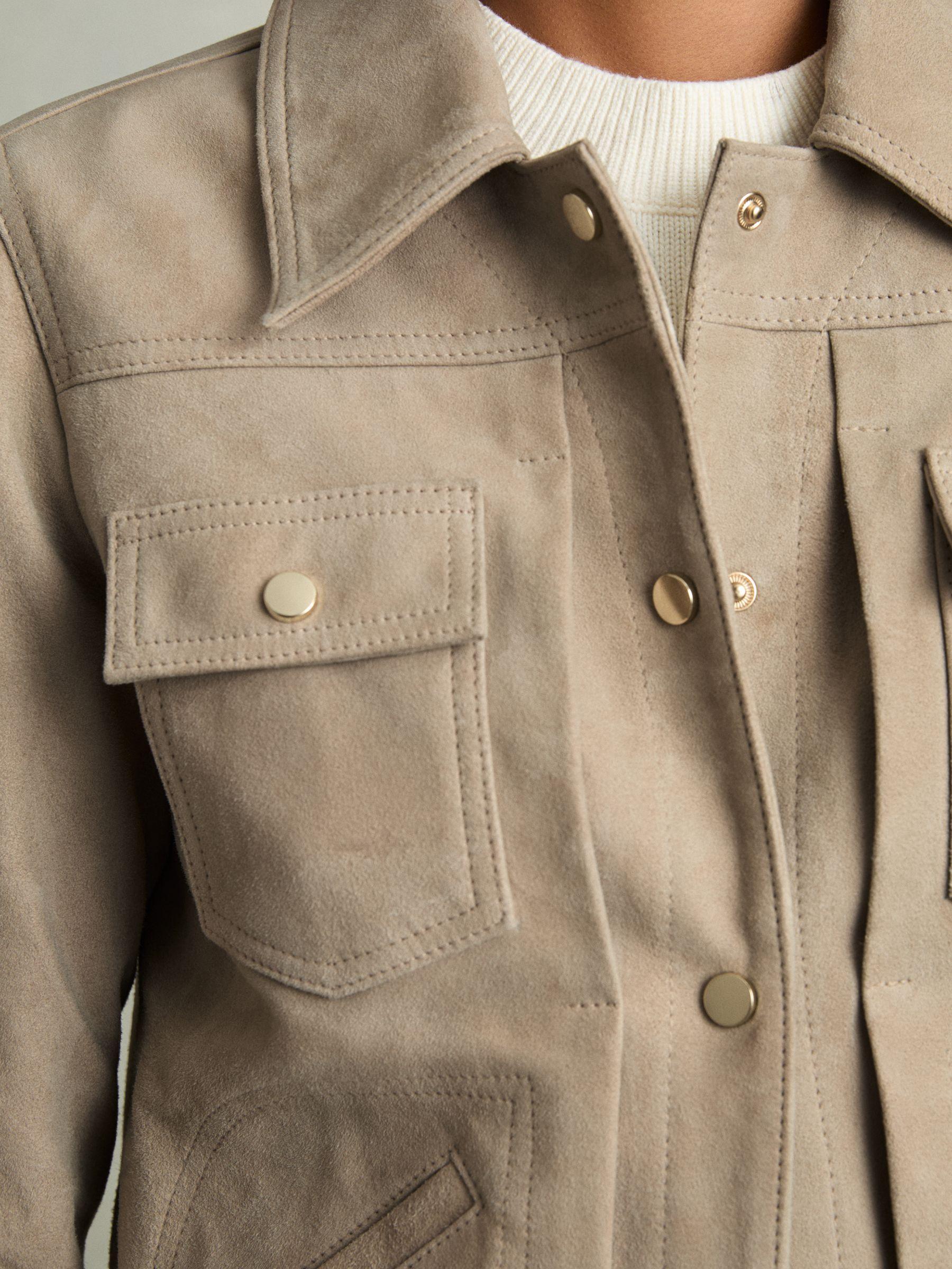 Suede Trucker Jacket in Neutral Product Image