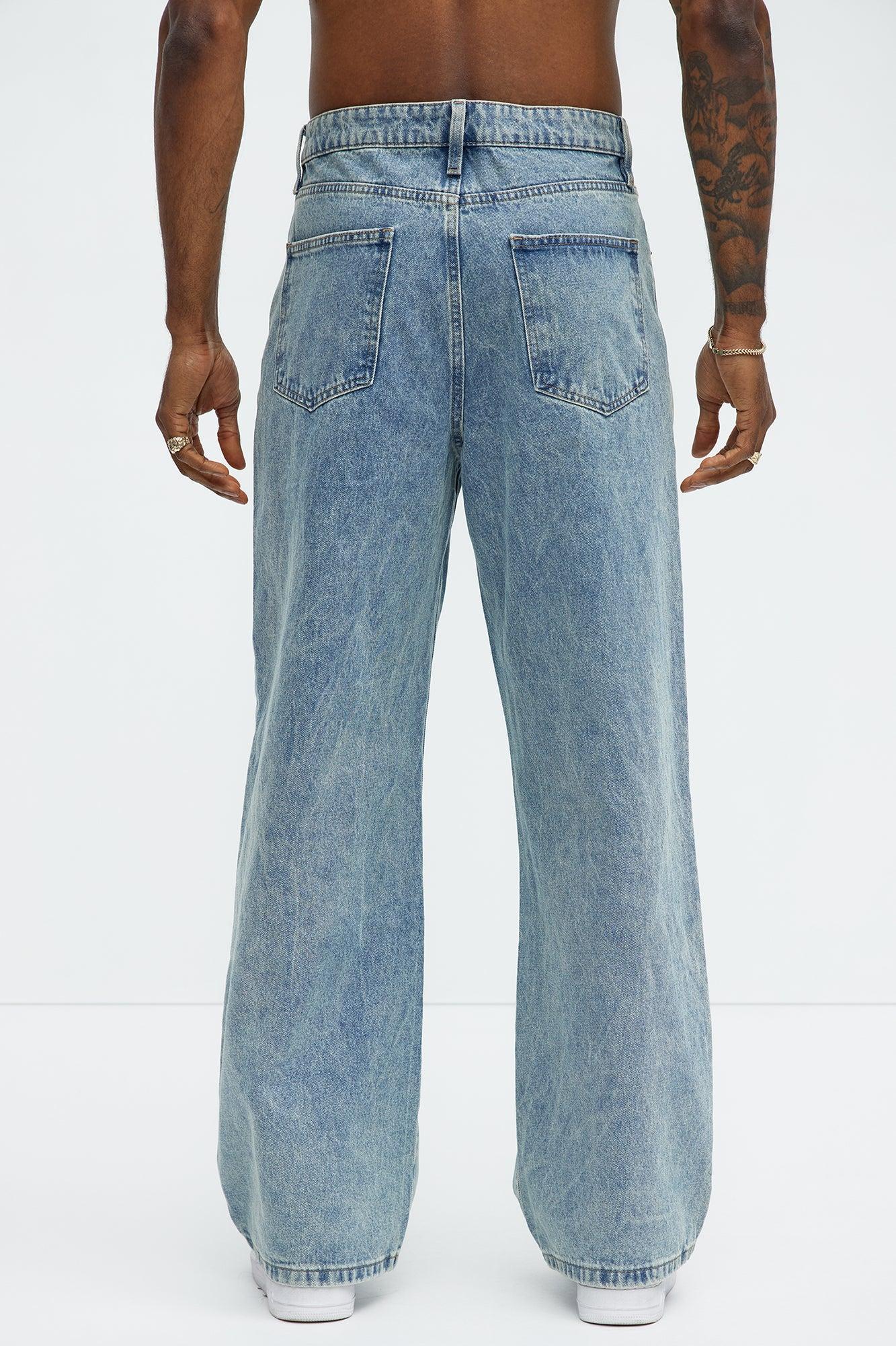 Be About It Distressed Carpenter Baggy Jeans - Light Wash Product Image