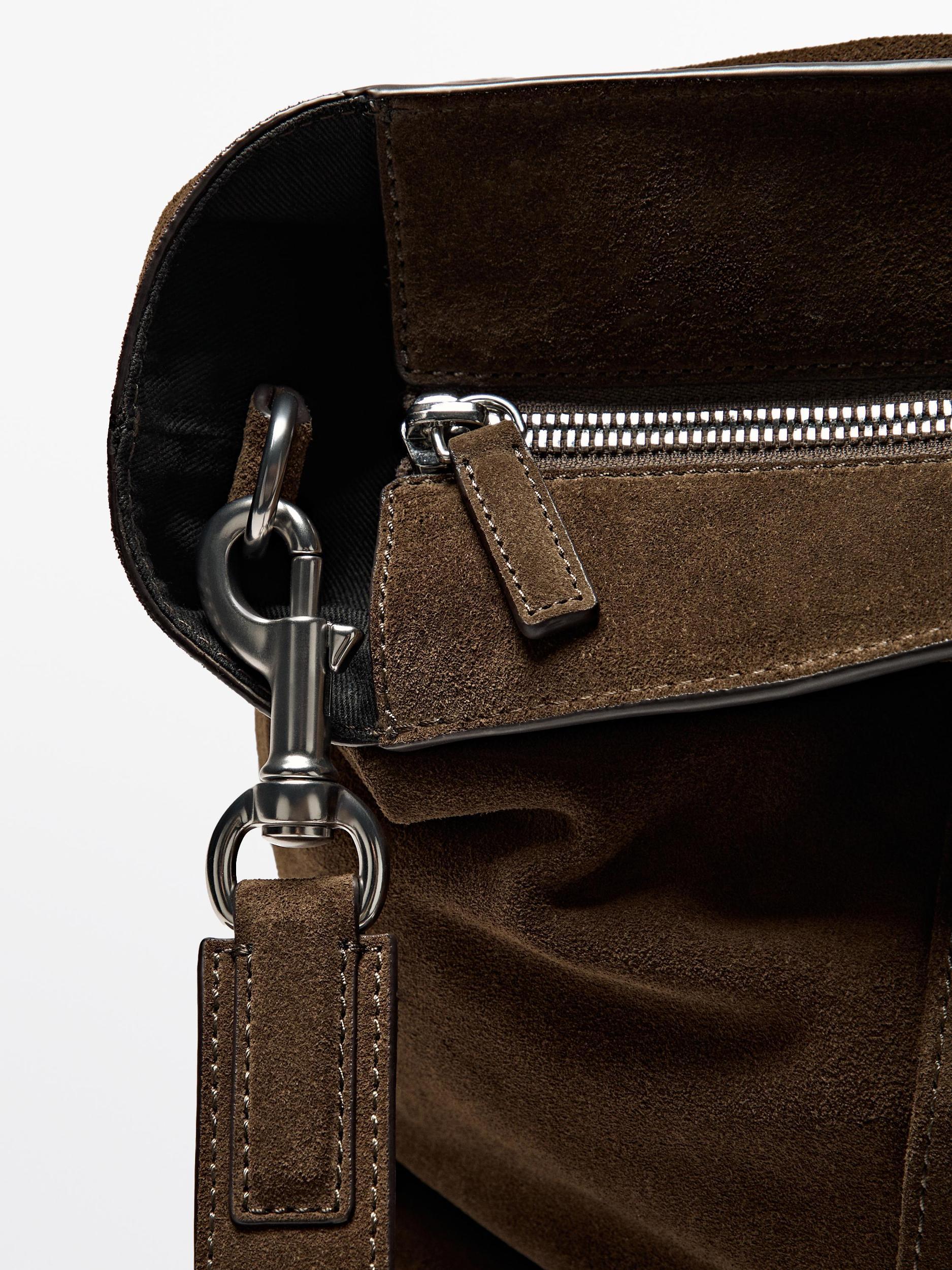 Split suede leather tote bag Product Image