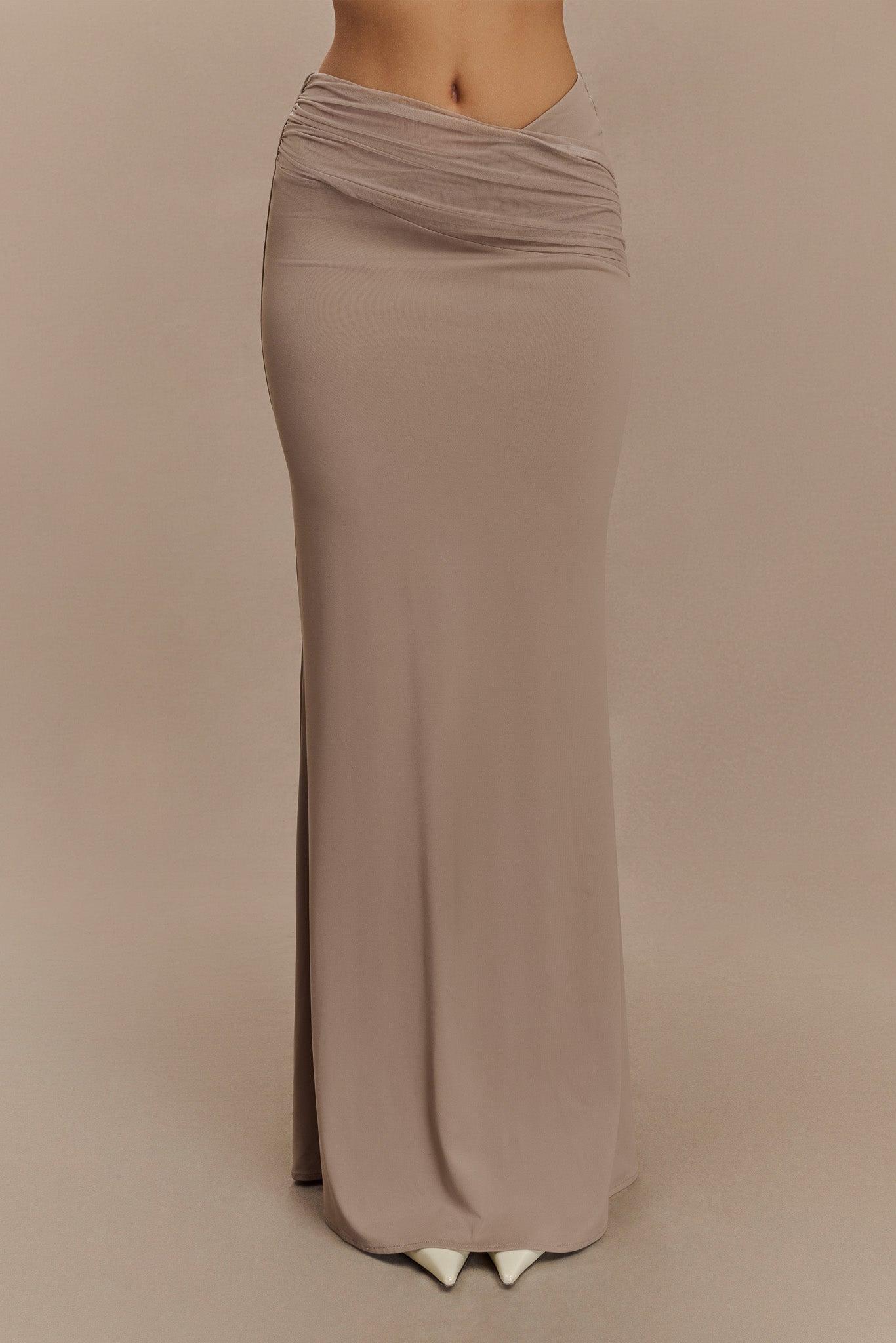 Jules Recycled Nylon And Mesh Maxi Skirt - Taupe Product Image