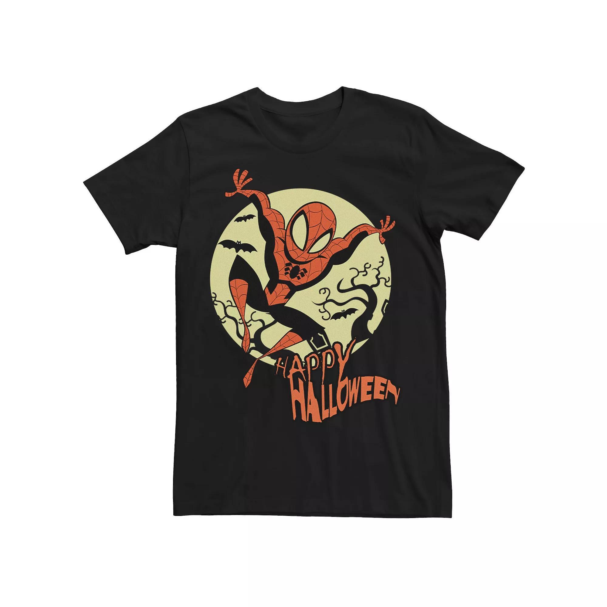 Men's Marvel Spider-Man Moonlight Happy Halloween Tee, Size: Medium, Black Product Image