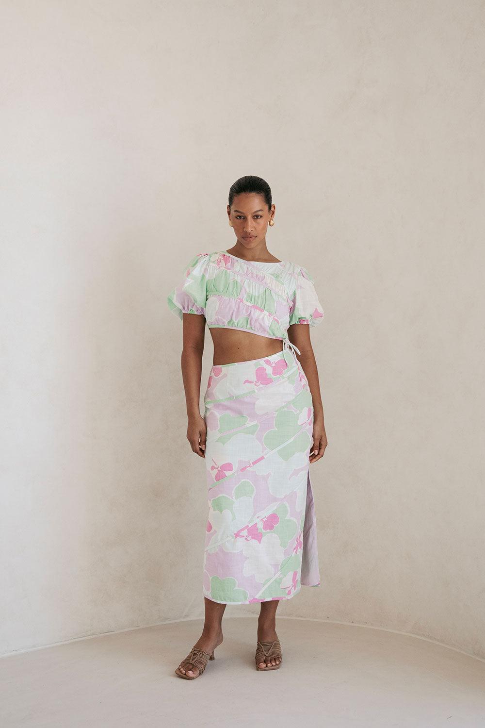 Elika Midi Skirt - Misty Floral Product Image