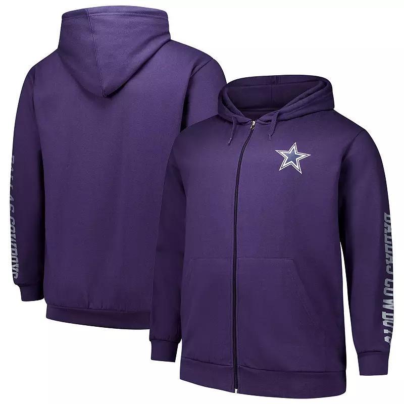Men's Fanatics  Navy Dallas Cowboys Big & Tall Sleeve Hit Full-Zip Hoodie, Size: 5XB, Blue Product Image