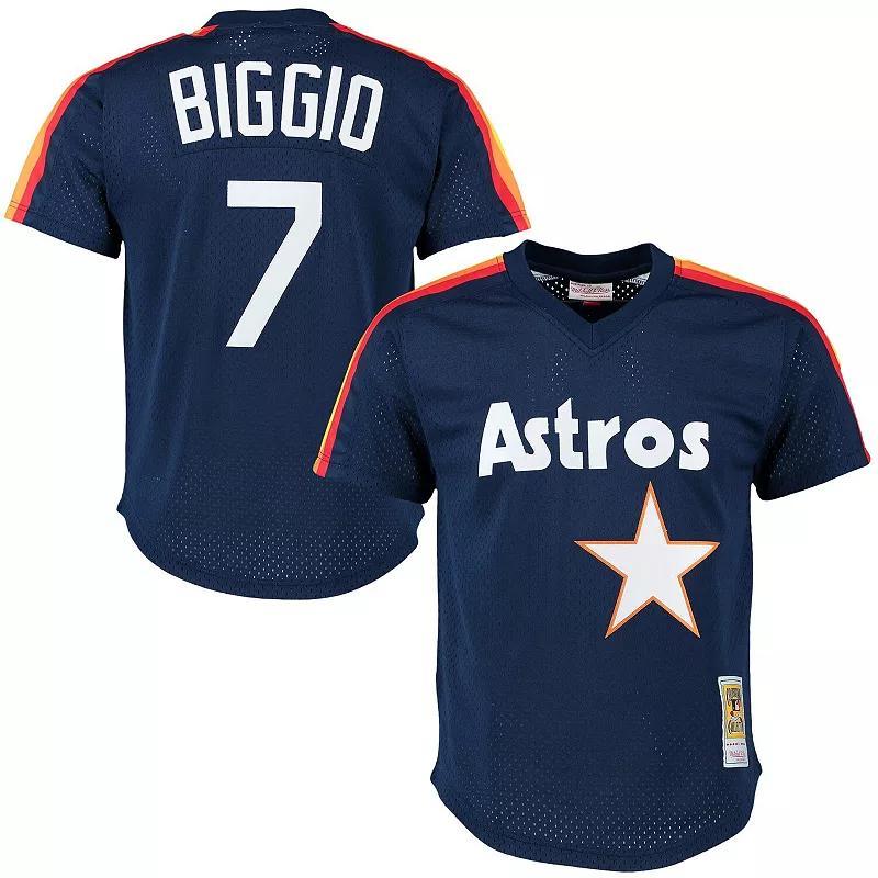 Men's Mitchell & Ness Craig Biggio Navy Houston Astros Cooperstown Mesh Batting Practice Jersey, Size: 3XL, Blue Product Image
