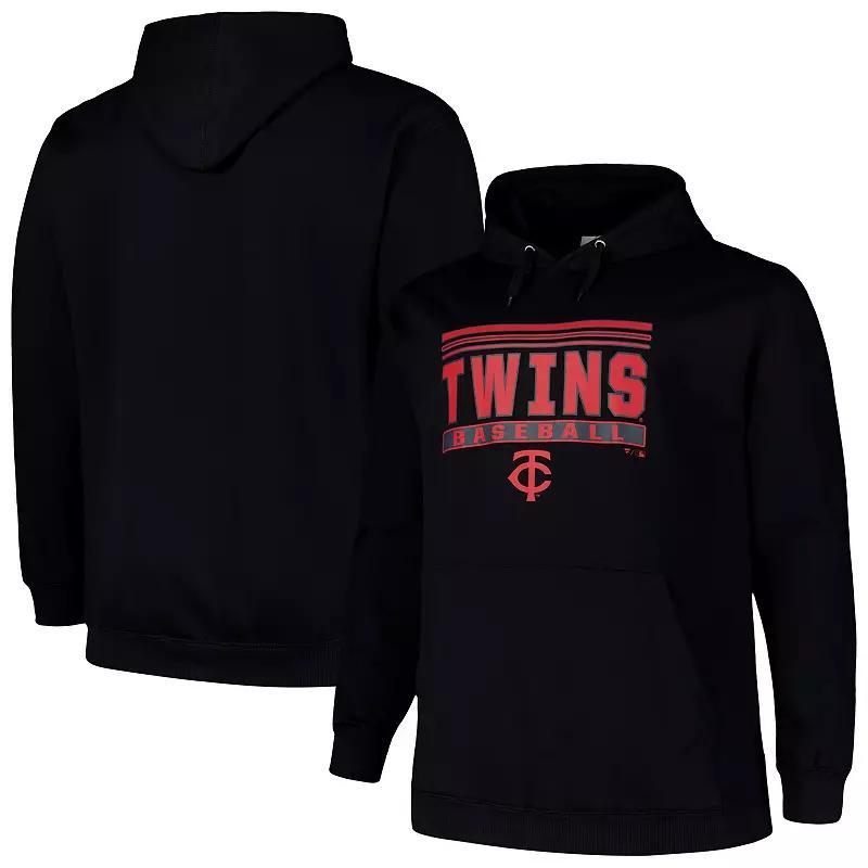 Men's  Black Minnesota Twins Stack Fleece Pullover Hoodie, Size: 5XB Product Image