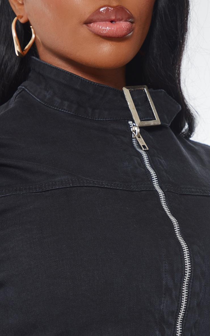 Shape Black Denim Lace Up Back Long Sleeve Jacket Product Image