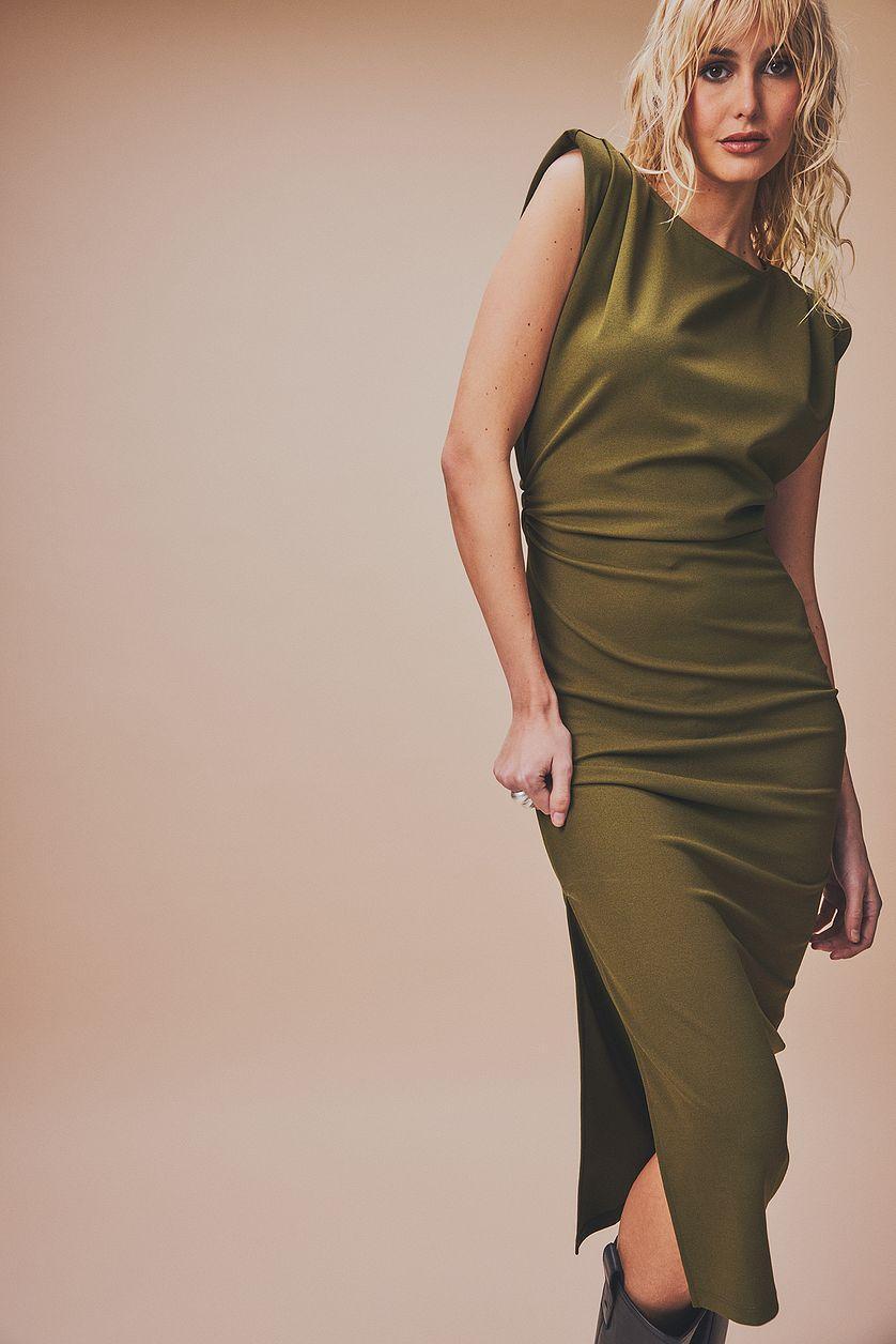 Sharp Shoulder Midi Dress Product Image