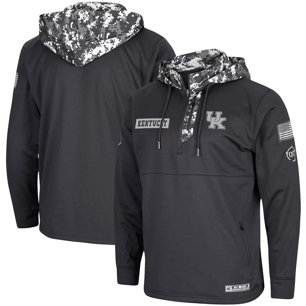 Men's Colosseum Charcoal Kentucky Wildcats OHT Military Appreciation Digi Camo Quarter-Zip Hoodie, Size: Large Product Image