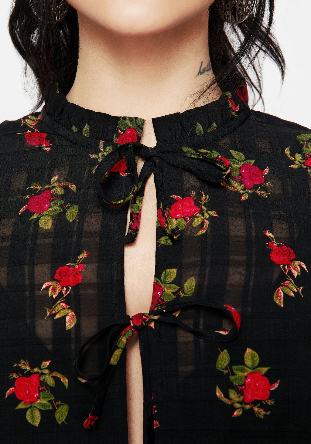 Darcey Floral Print Chiffon Tie-Front Blouse Product Image