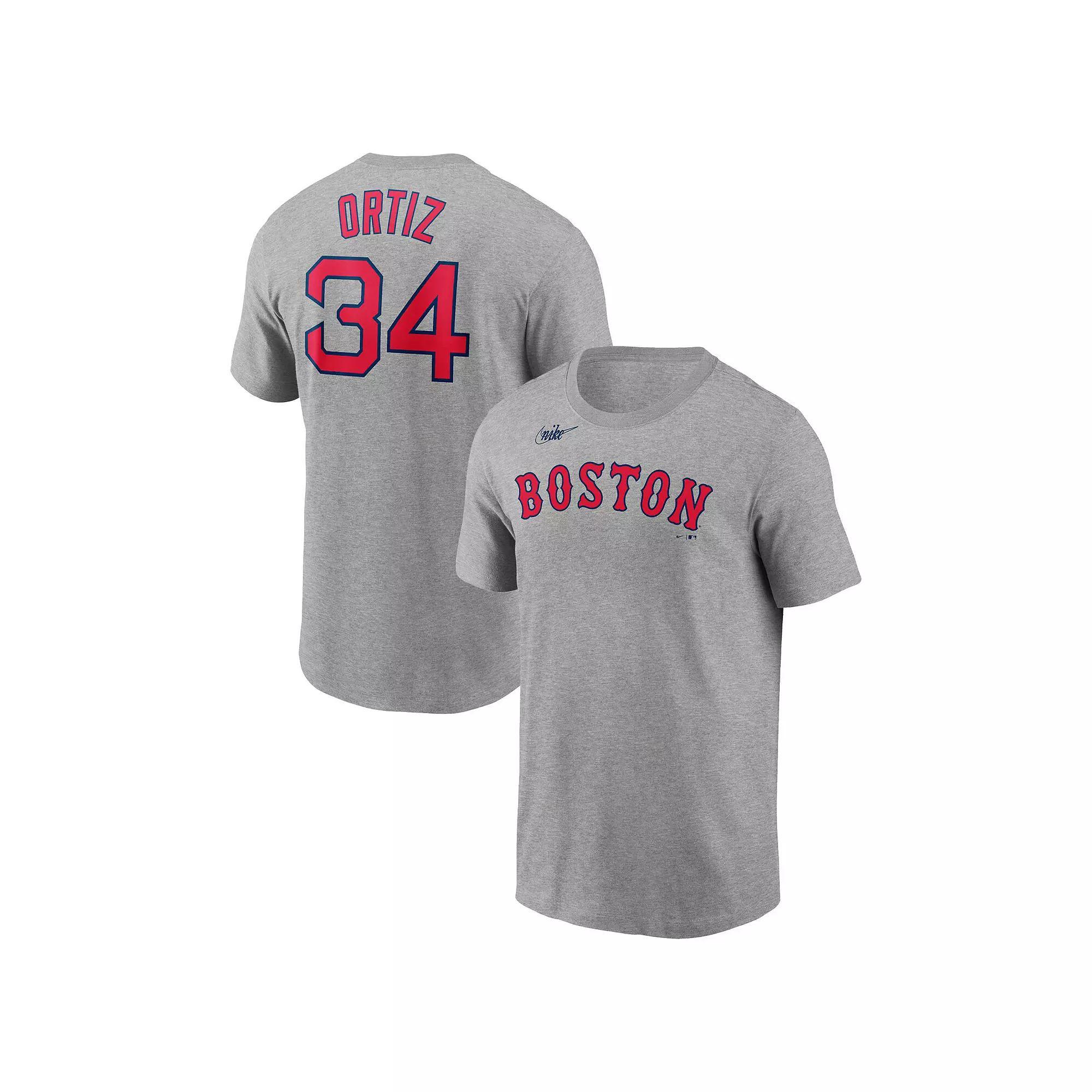Men's Nike David Ortiz Heather Gray Boston Red Sox Name & Number T-Shirt, Size: Medium, Grey Product Image