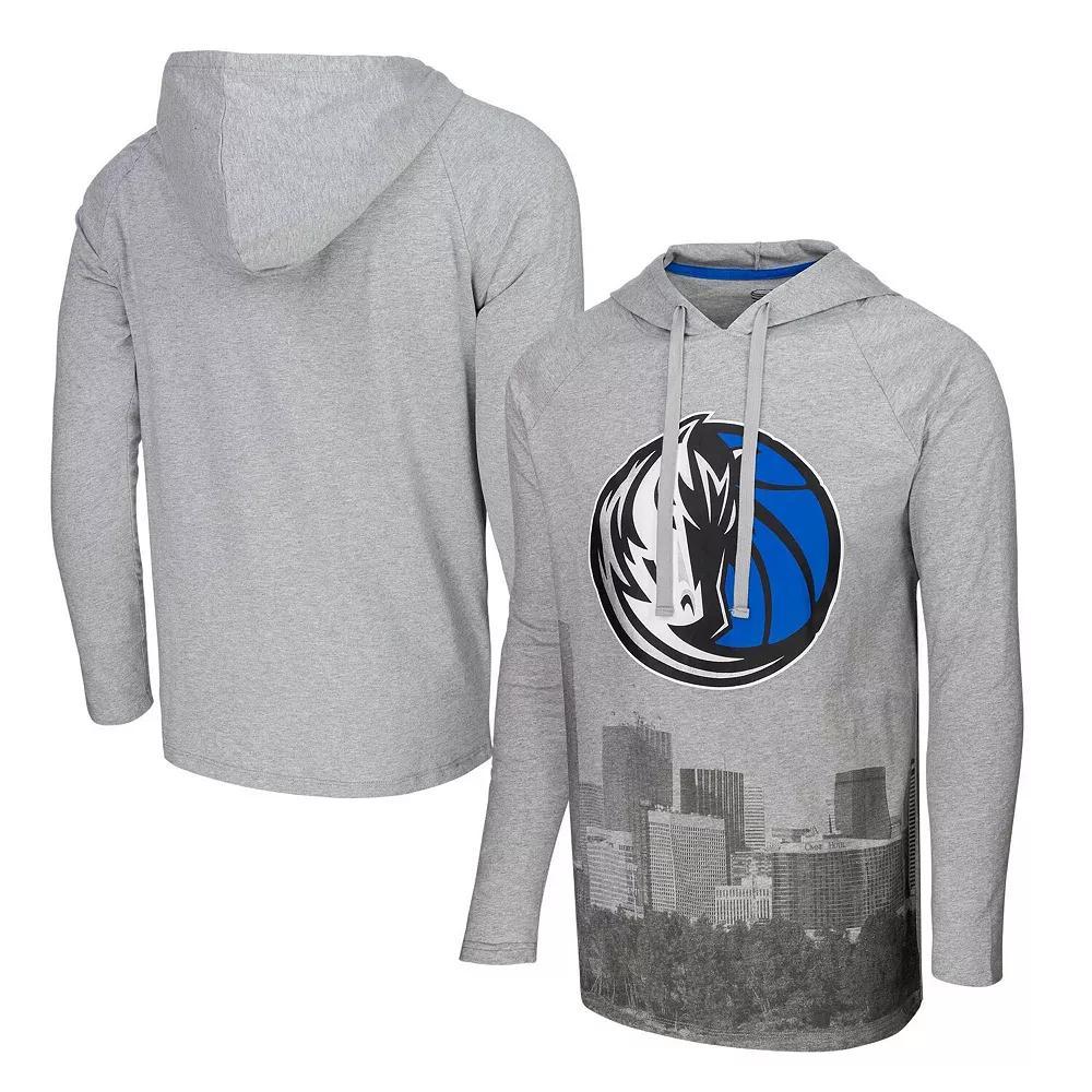Men's Stadium Essentials Heather Gray Dallas Mavericks Atrium Raglan Long Sleeve Hoodie T-Shirt, Size: XL, Grey Product Image