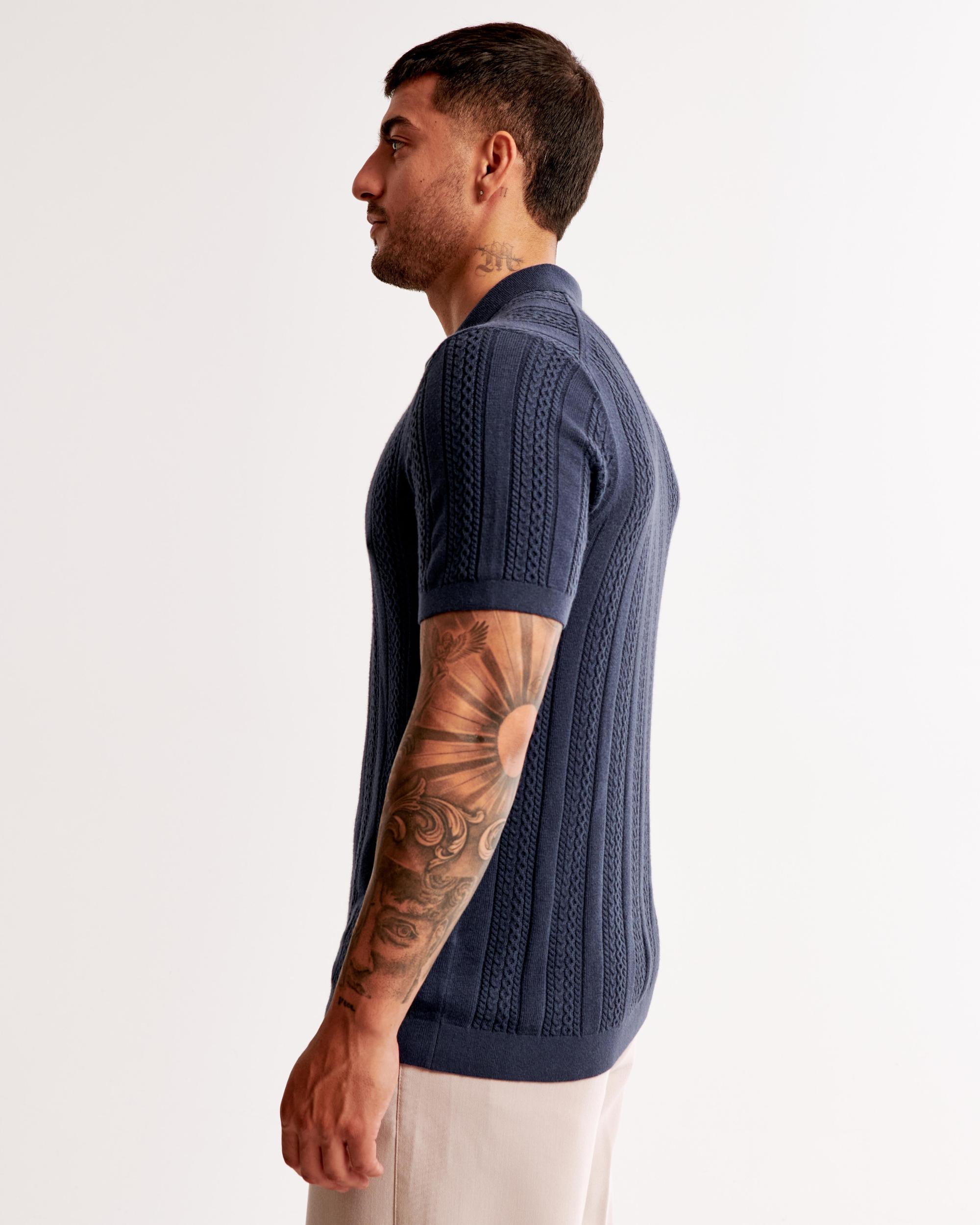 Cable Stitch Johnny Collar Sweater Polo Product Image