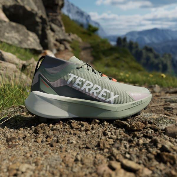 adidas Terrex Agravic GORE-TEX Trail Running Shoes Silver Green 9.5 Womens Product Image