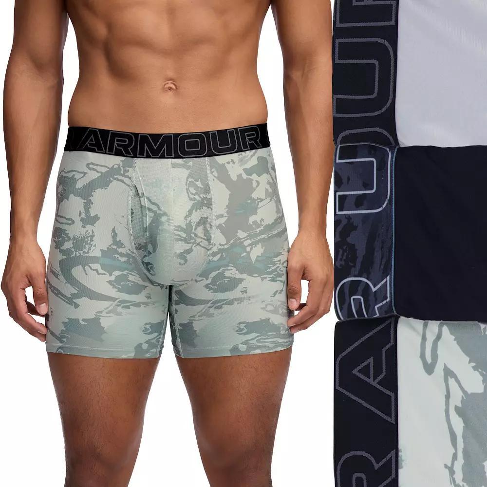 Men's Under Armour 3-pack Performance Tech Fashion 6-in. Boxer Briefs, Size: Large, Green Black Gray Product Image