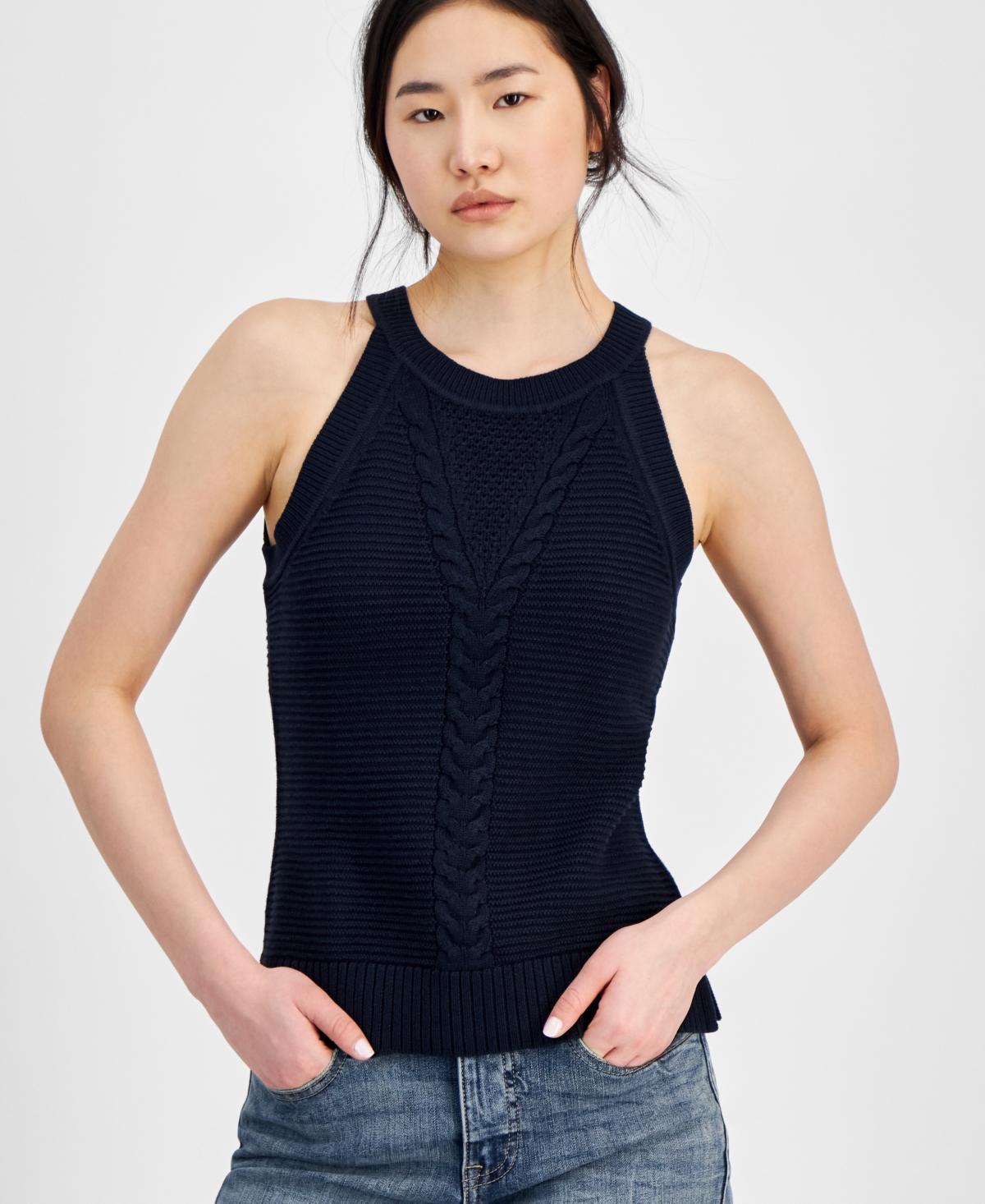 Tommy Hilfiger Sleeveless Cable Halter Sweater (Ivory) Women's Sweater Product Image