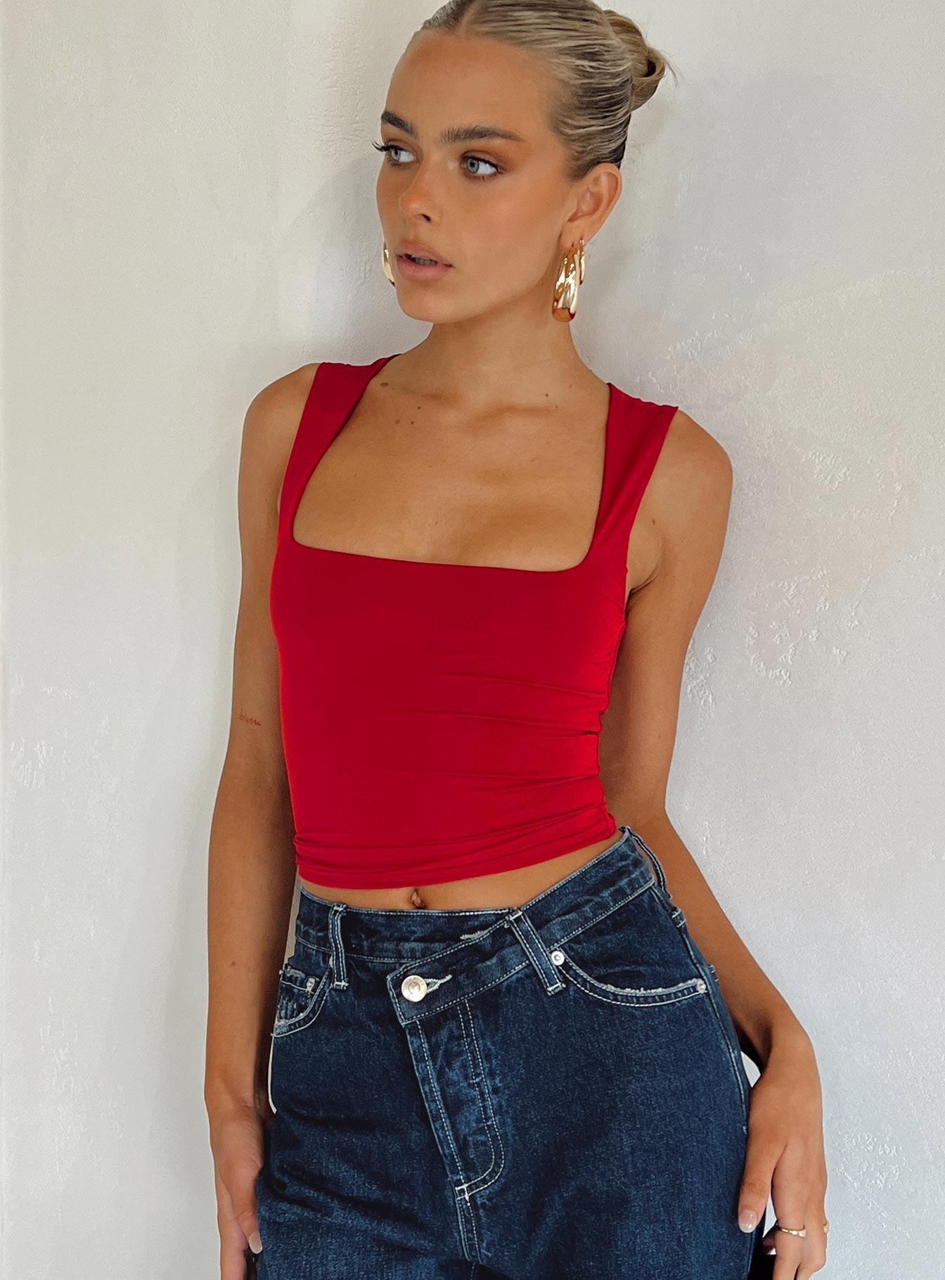 Back In Time Top Red Product Image