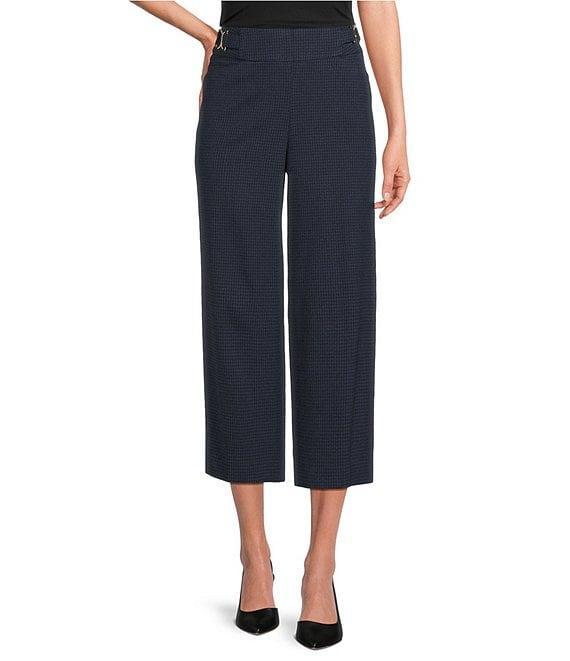 Investments Blue/Black PARK AVE Fit Elite Stretch Pull-On Wide Leg Crop Pants Product Image