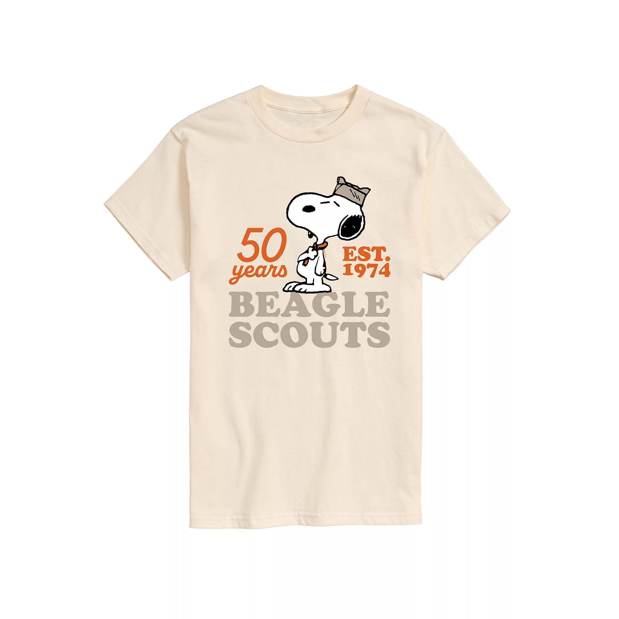 Men's Peanuts Beagle Scout Snoopy Hat Logo Graphic Tee, Size: XL, Ivory Product Image