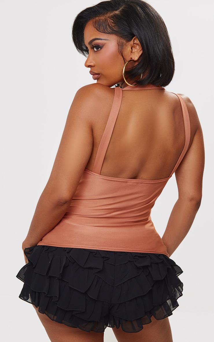 Shape Mocha Slinky Cowl Neck Long Top Product Image