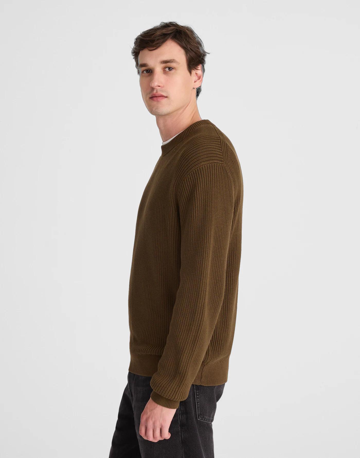 Cotton Shaker-Stitch Crewneck Sweater Product Image