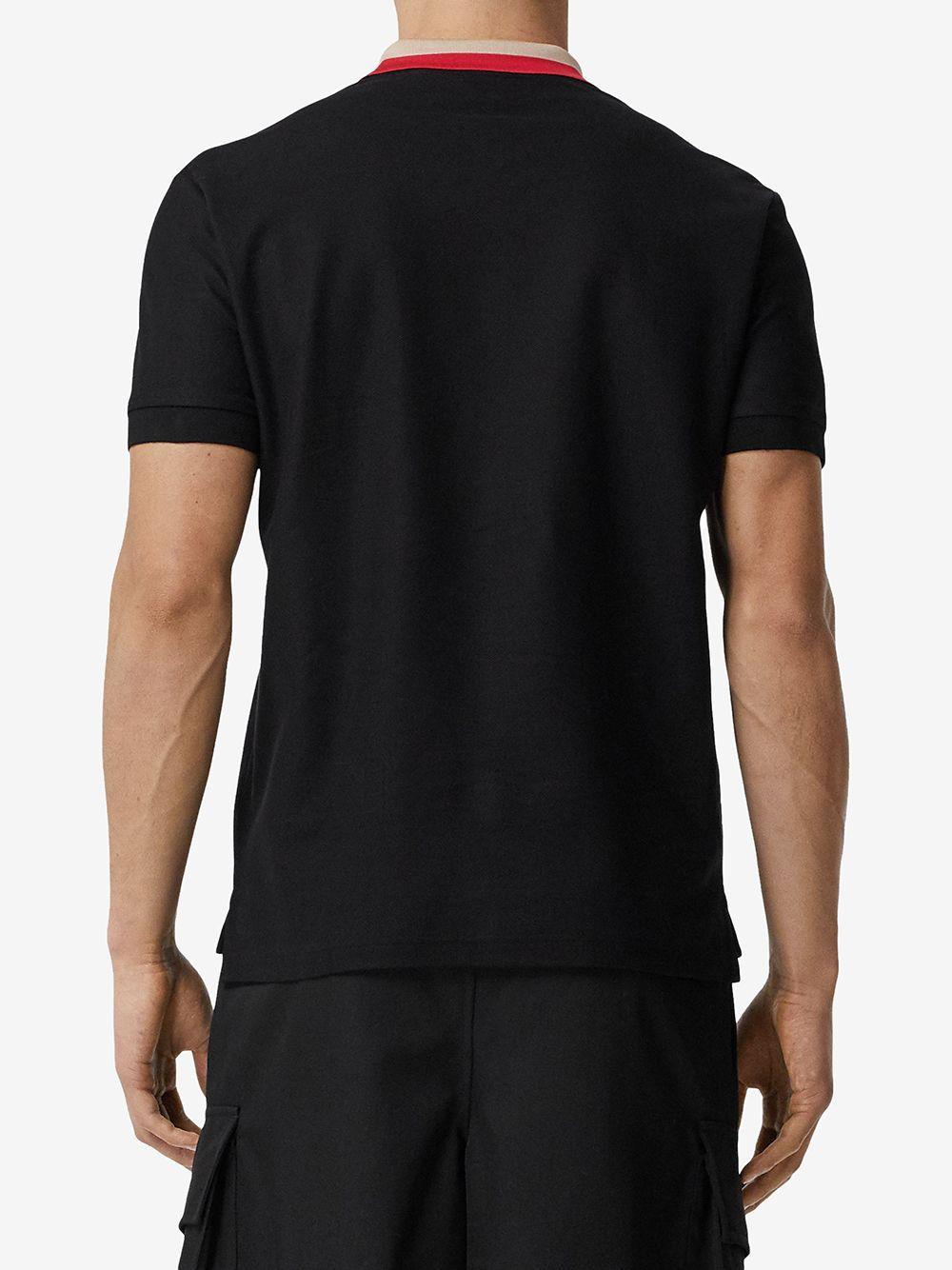 Contrast-collar Short-sleeve Polo Shirt In Black Product Image