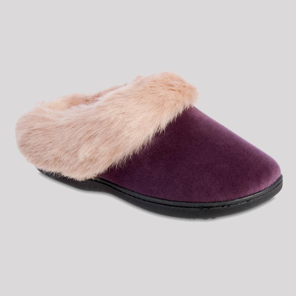 Isotoner Womens Valerie Velour Hoodback Slippers - Black Product Image