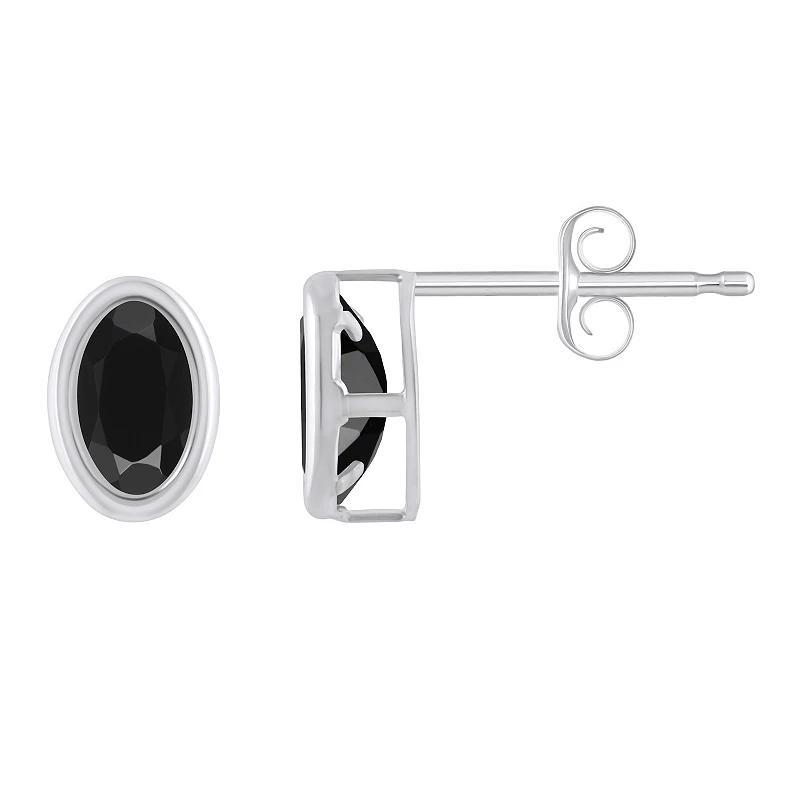 Celebration Gems 10k White Gold Oval Gemstone Stud Earrings, Women's, Black Product Image
